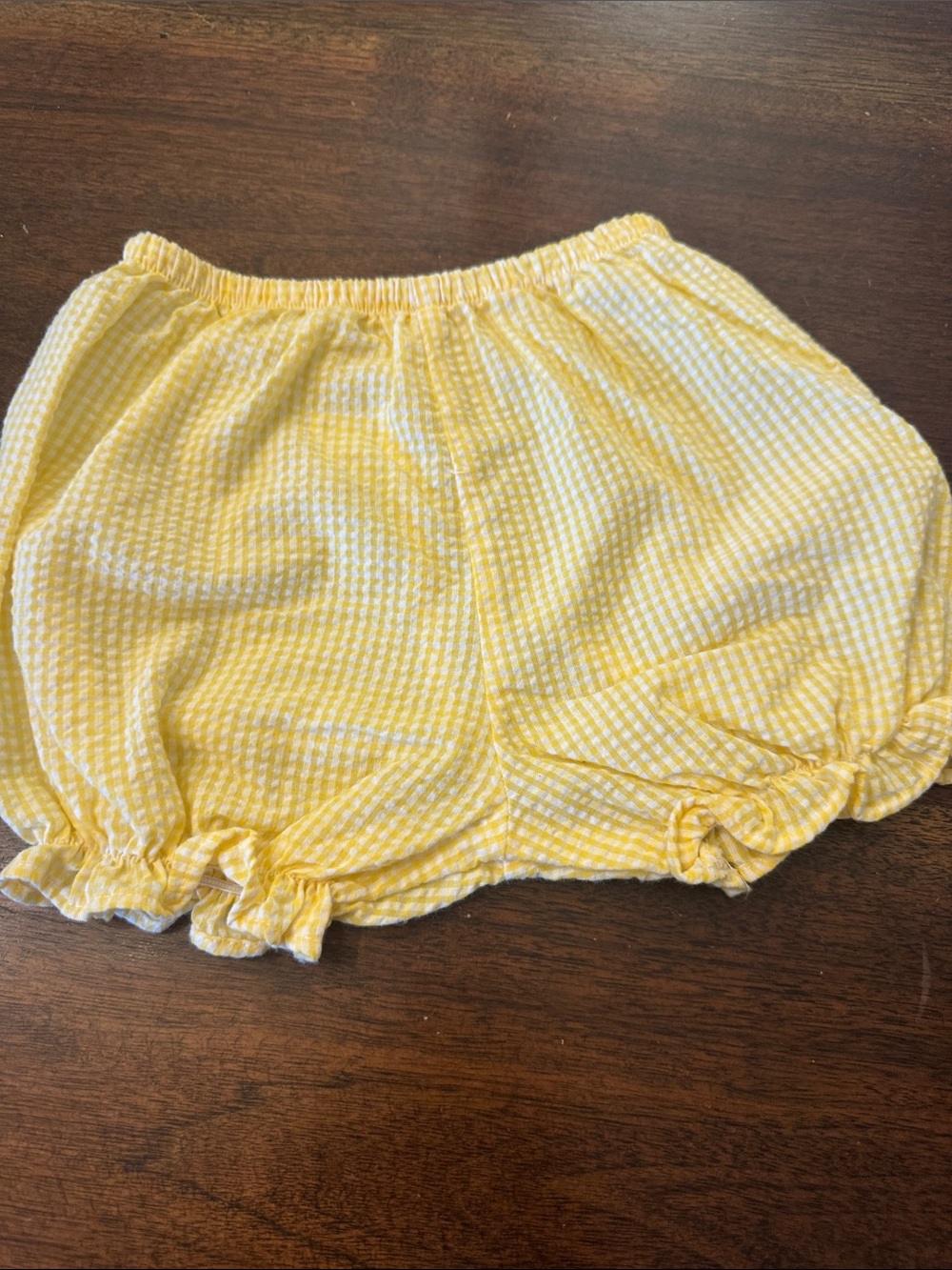 Yellow Gingham Bubble Shorts for Kids
